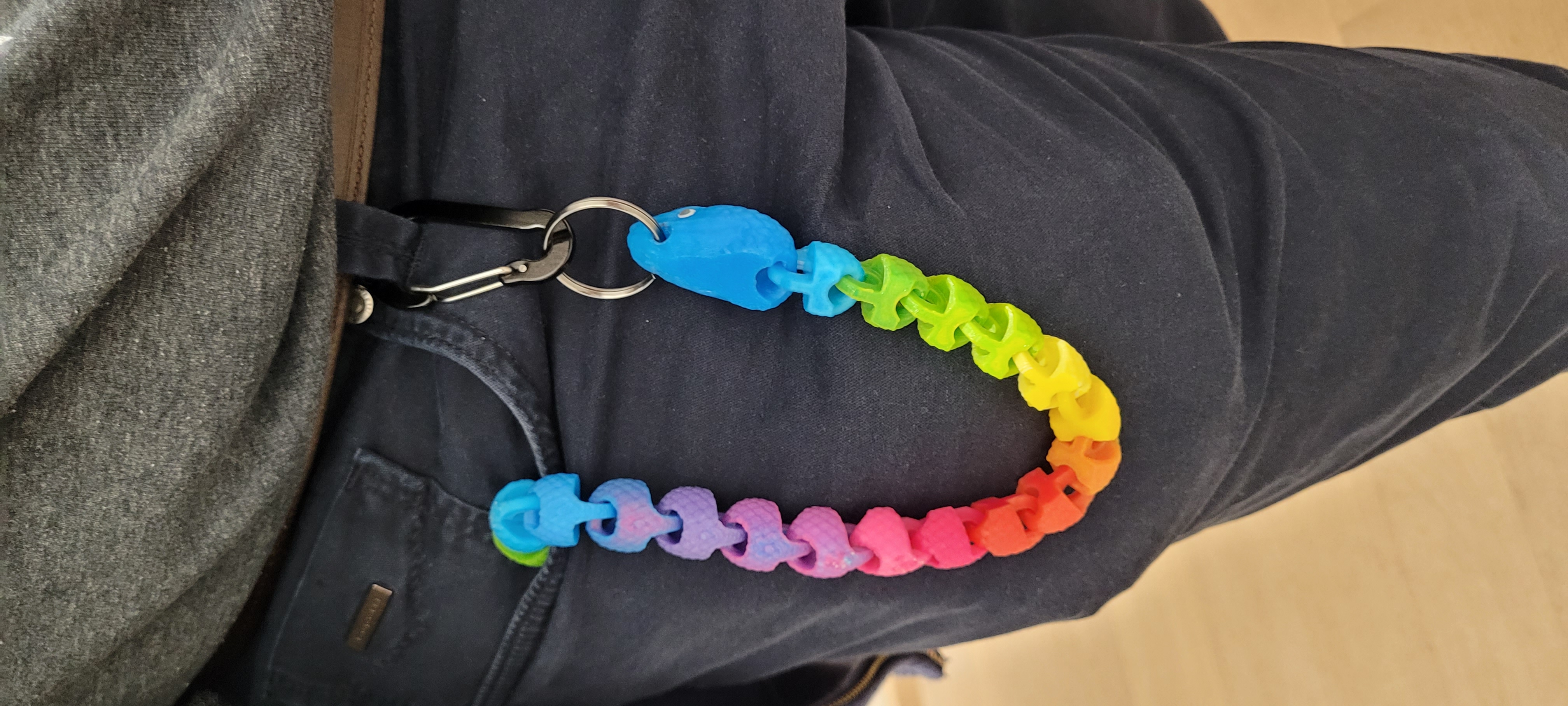 Colorful Articulated Snake lanyard/keychain with Scales