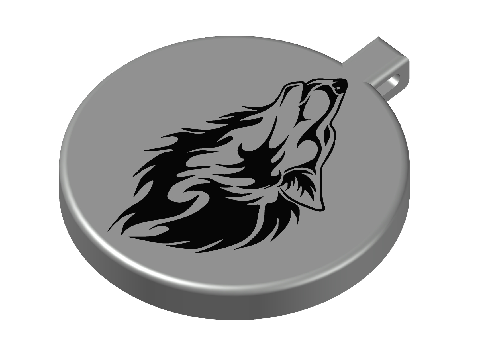 Keychain with a picture of a wolf