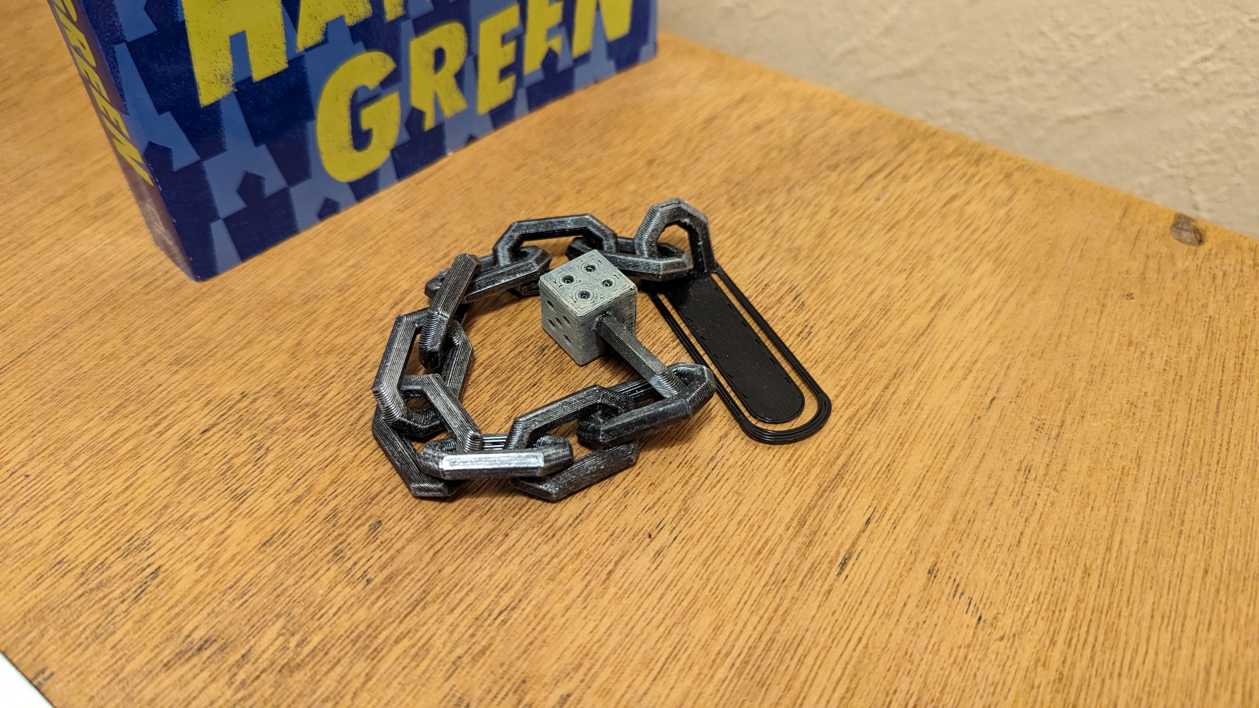 D6 on a chain bookmark