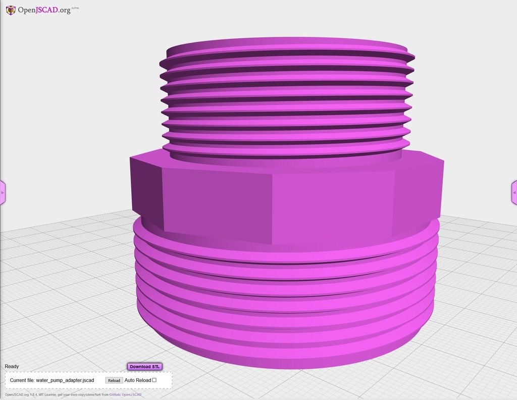 Water Pump/Hose Adapter by foxos, Download free STL model