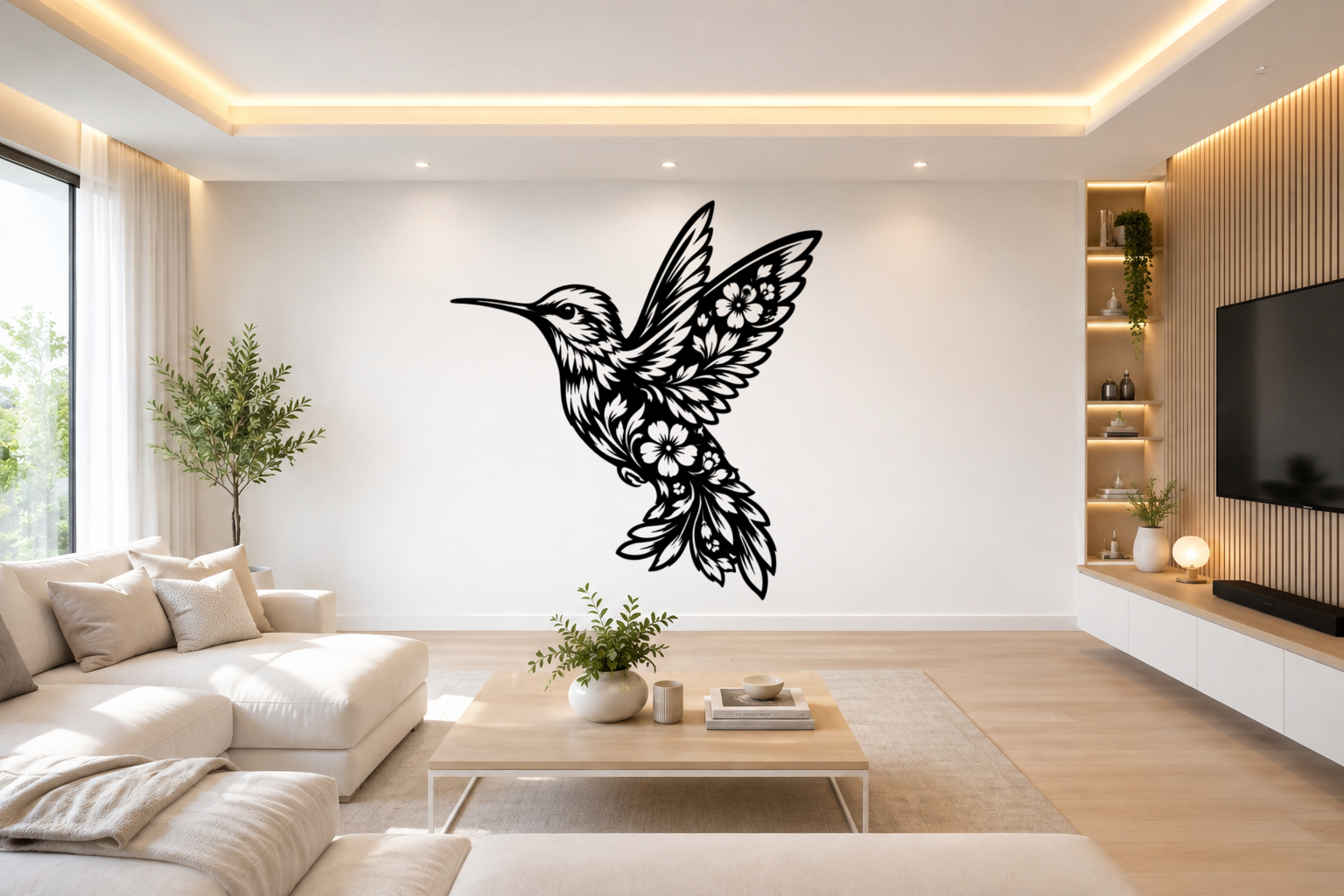 WallArt - Humming Bird Flowers beautiful