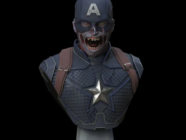 Zombie Captain America bust