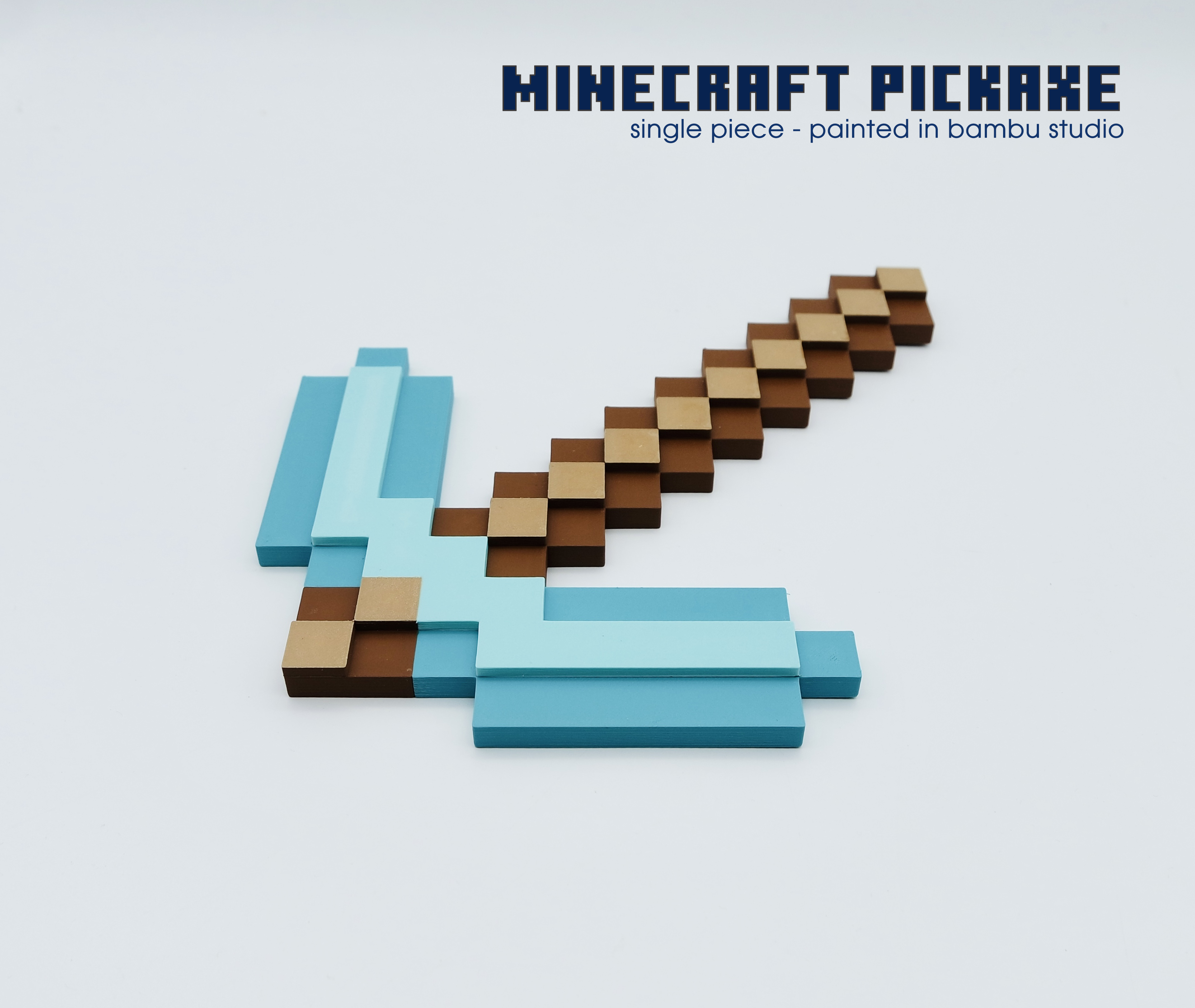 Minecraft Pickaxe // single piece // painted in Bambu Studio