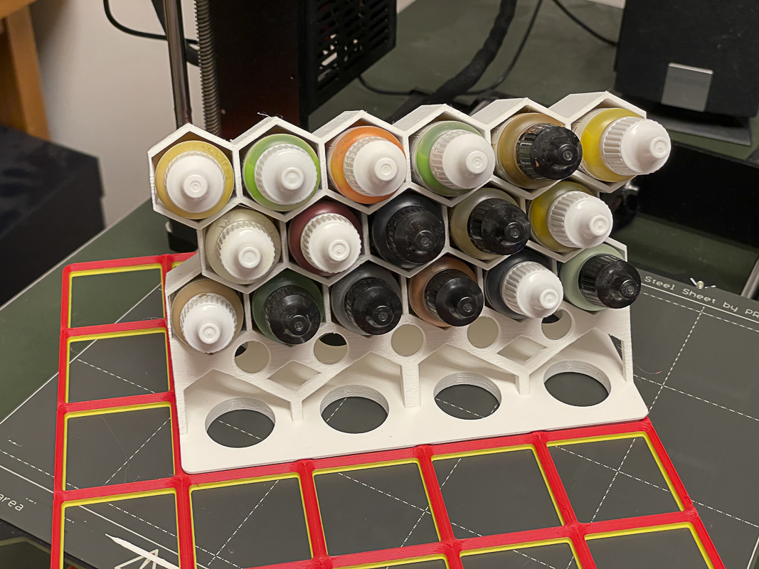 Gridfinity compatible 17ml bottle paint rack 3D model thumbnail