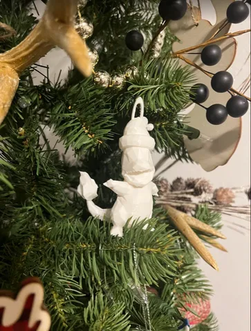 Low Poly Christmas Hat Charmander Ornament