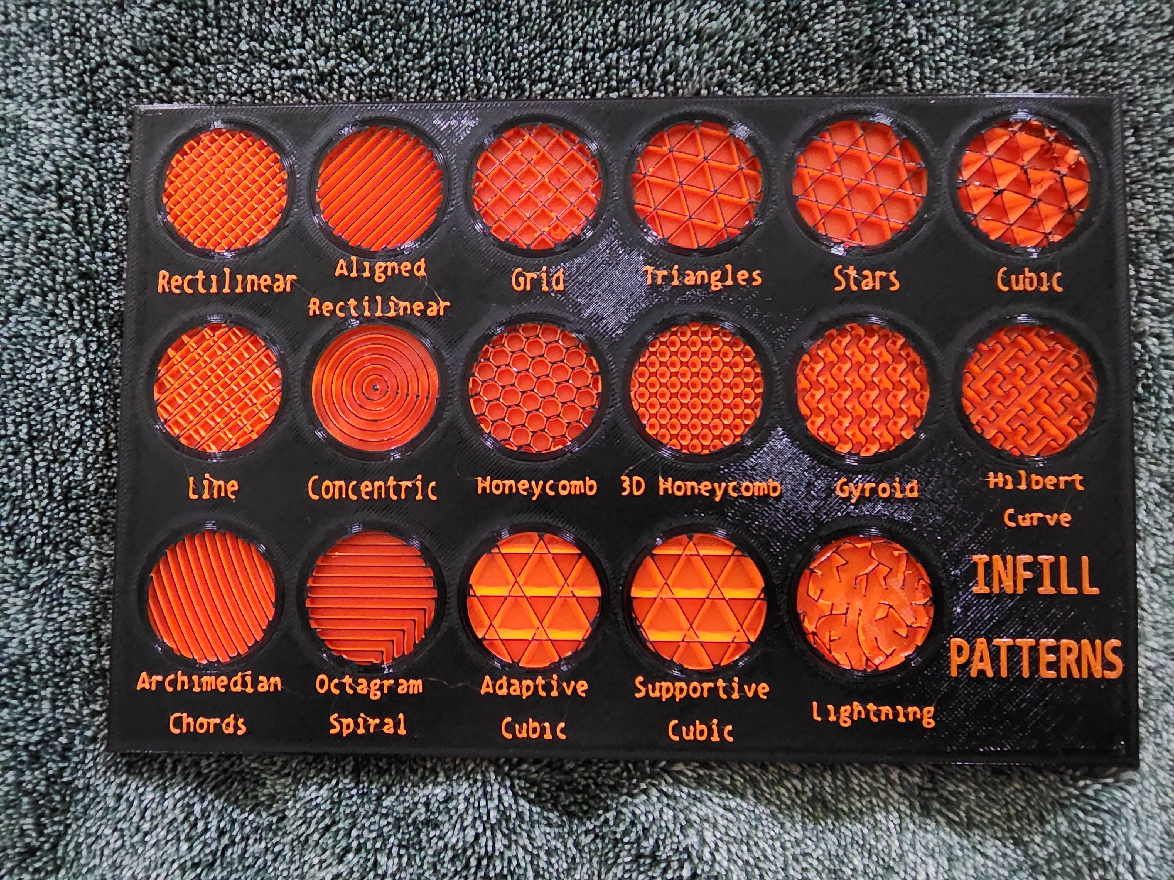 PRUSA 2.5 Infill Pattern Examples Plate