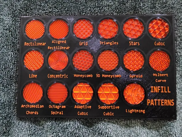 PRUSA 2.5 Infill Pattern Examples Plate