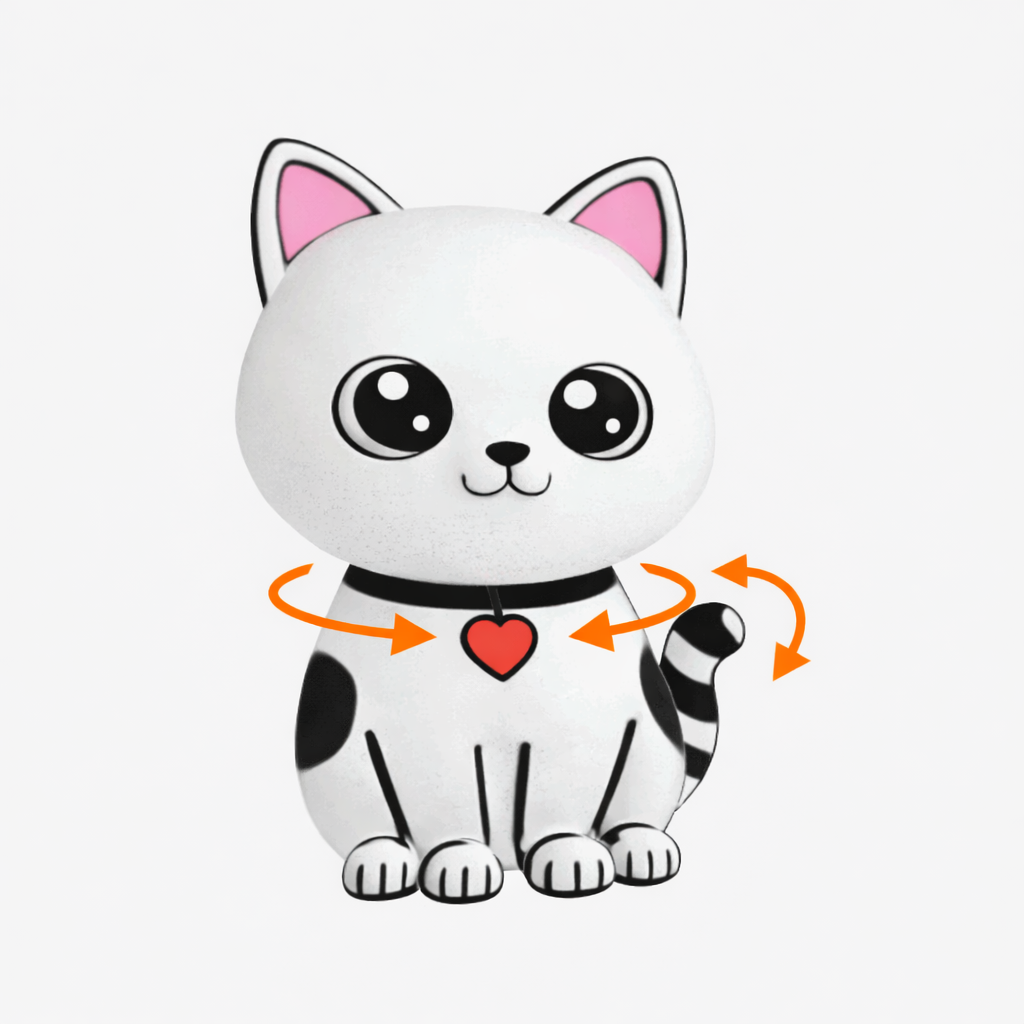 Cute Kitty with rotating head & tail - print-in-place