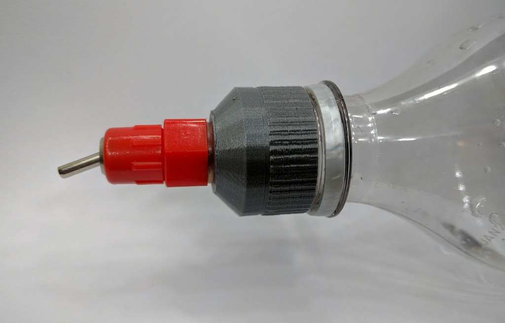 Chicken Watering Nipple ADAPTER to PET soft drink bottle (just the gray