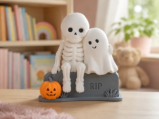 Cute Skeleton & Ghost – Halloween Figurine