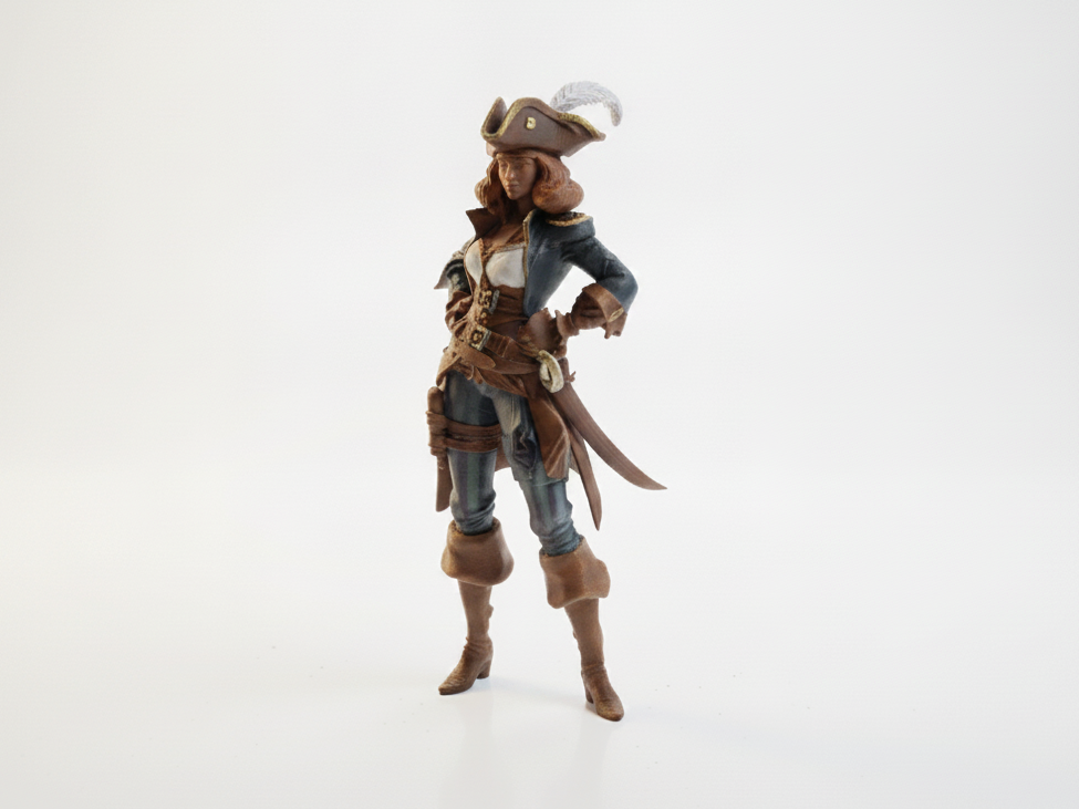 Female Jack Sparrow Figurine Pirate Character 3D Printable