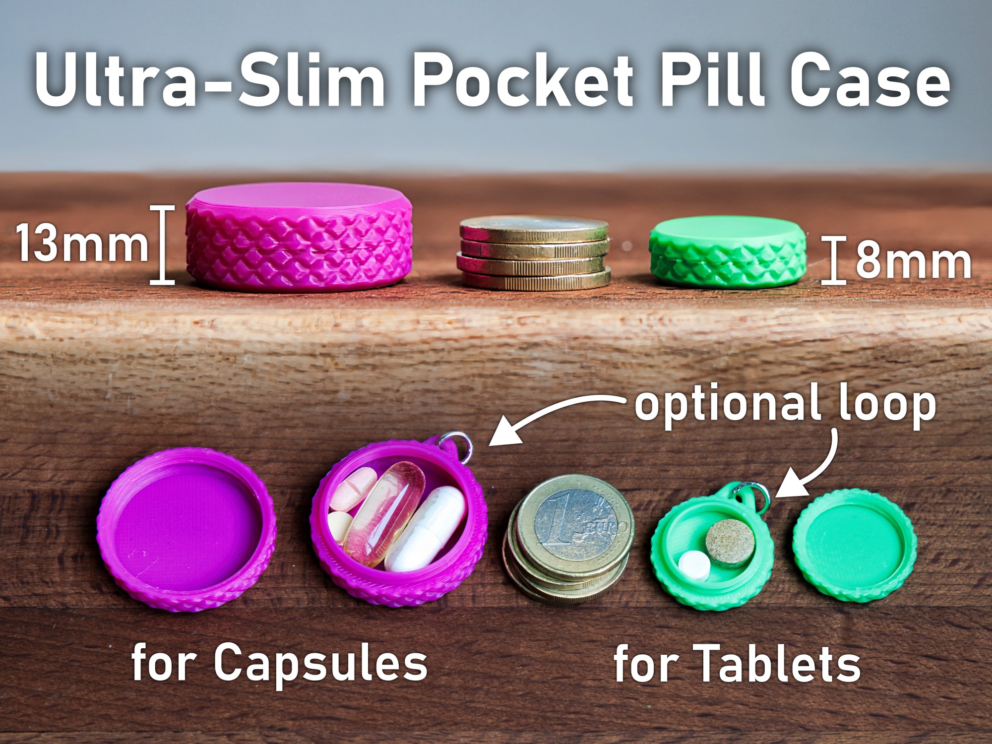 Ultra-slim Pocket Pill Case – Thin Compact Medicine Container for Travel or Everyday Carry