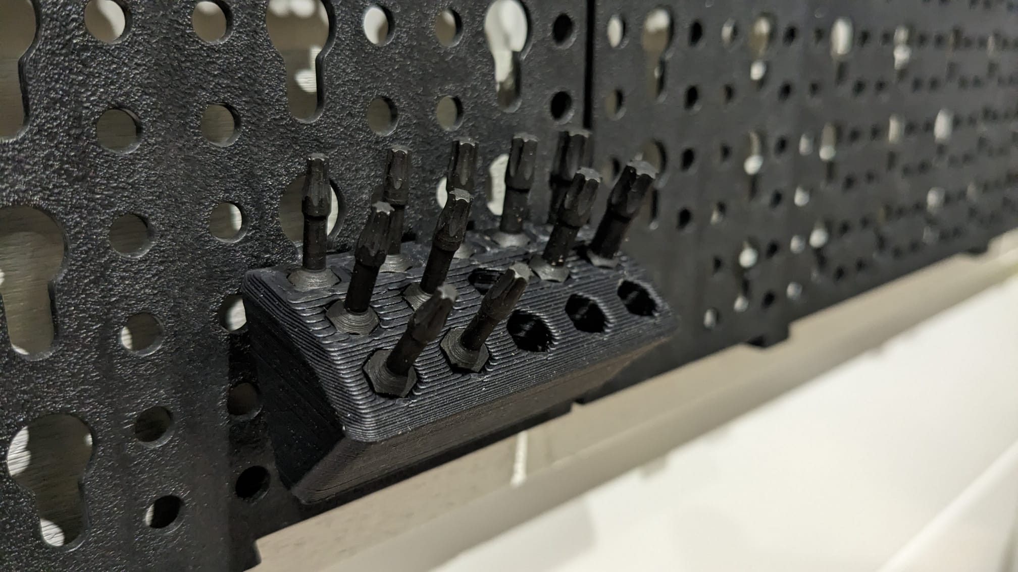 Hex bit holder for peg board (Lidl / Parkside)