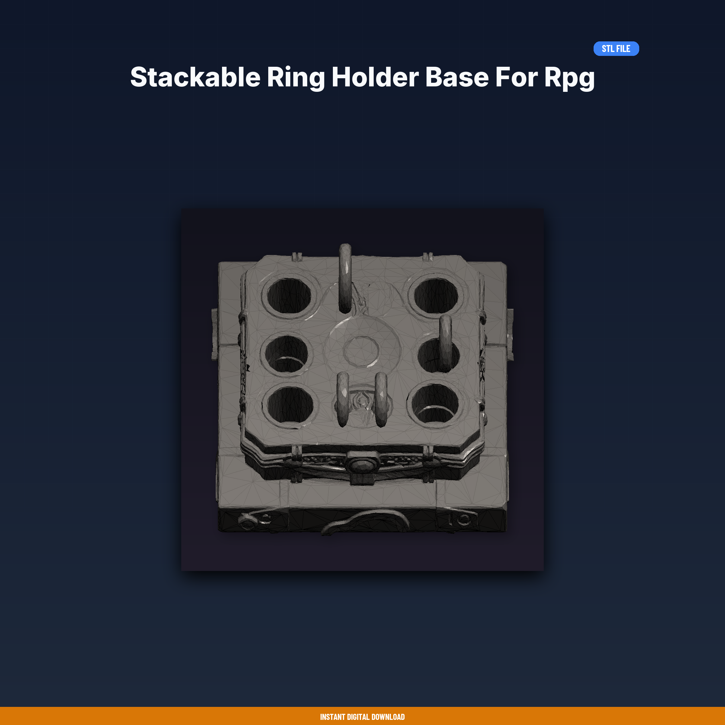 Stackable Ring Holder Base For Rpg Condition Markers, Numbered - 3D Printable STL File