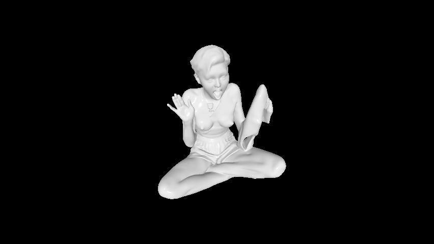 Seated topless woman