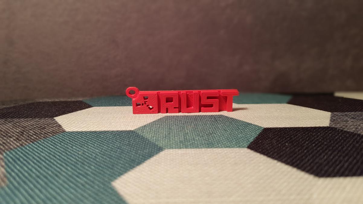 Rust keychain with logo
