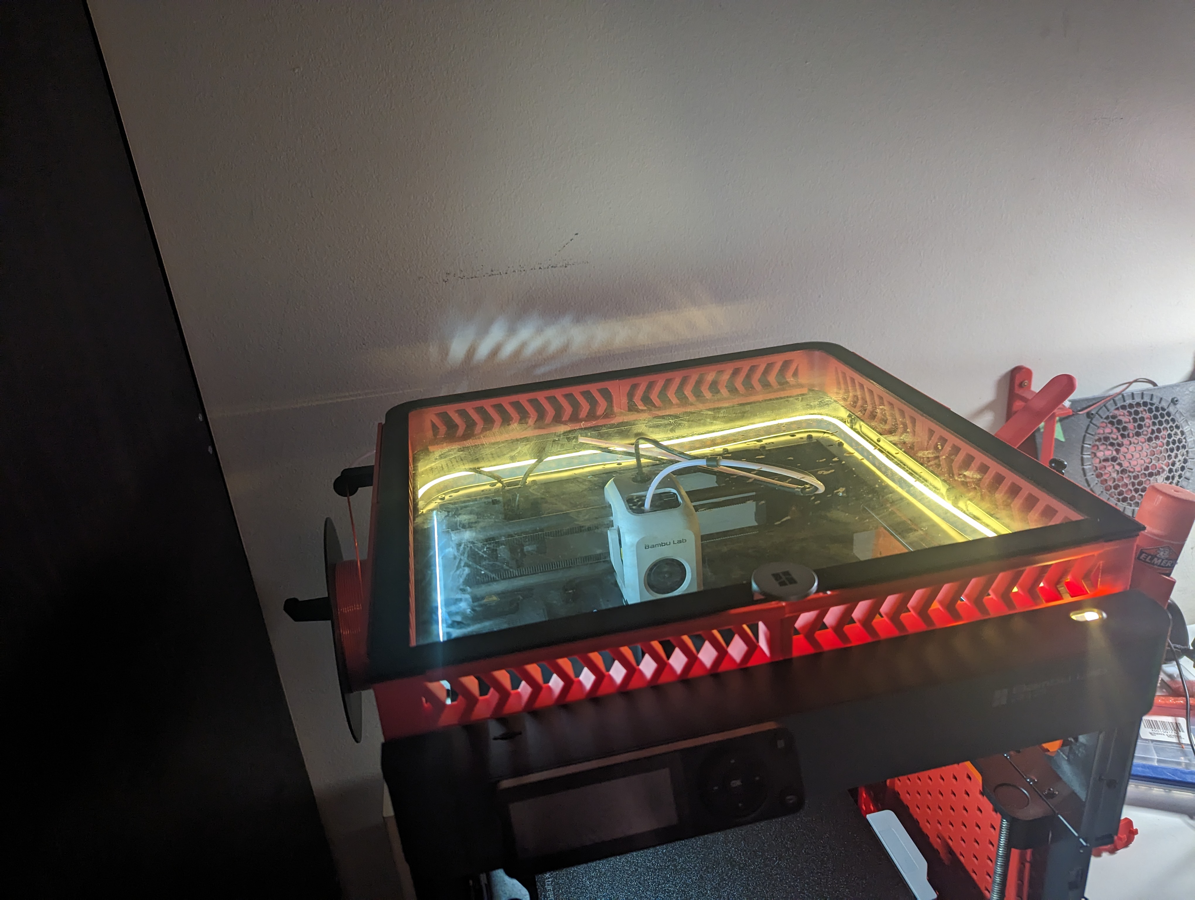 Bambu P1P and X1 Sliding Vent Glass Top Enclosure /w LED option