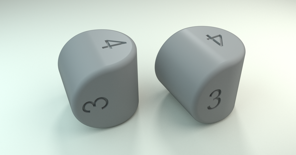 two-sided d4 dice by MSscribbles