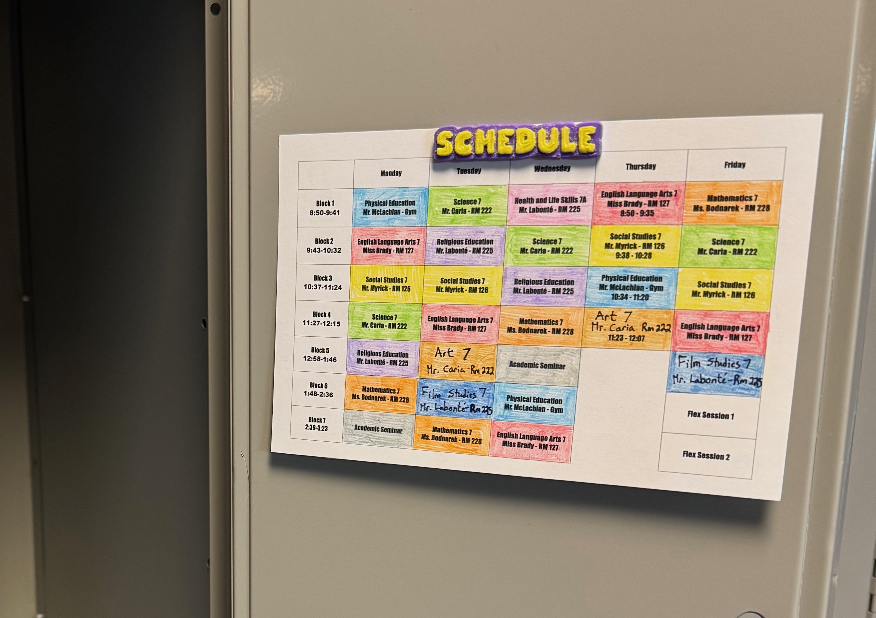 Schedule Magnet – Customizable School or Team Colors