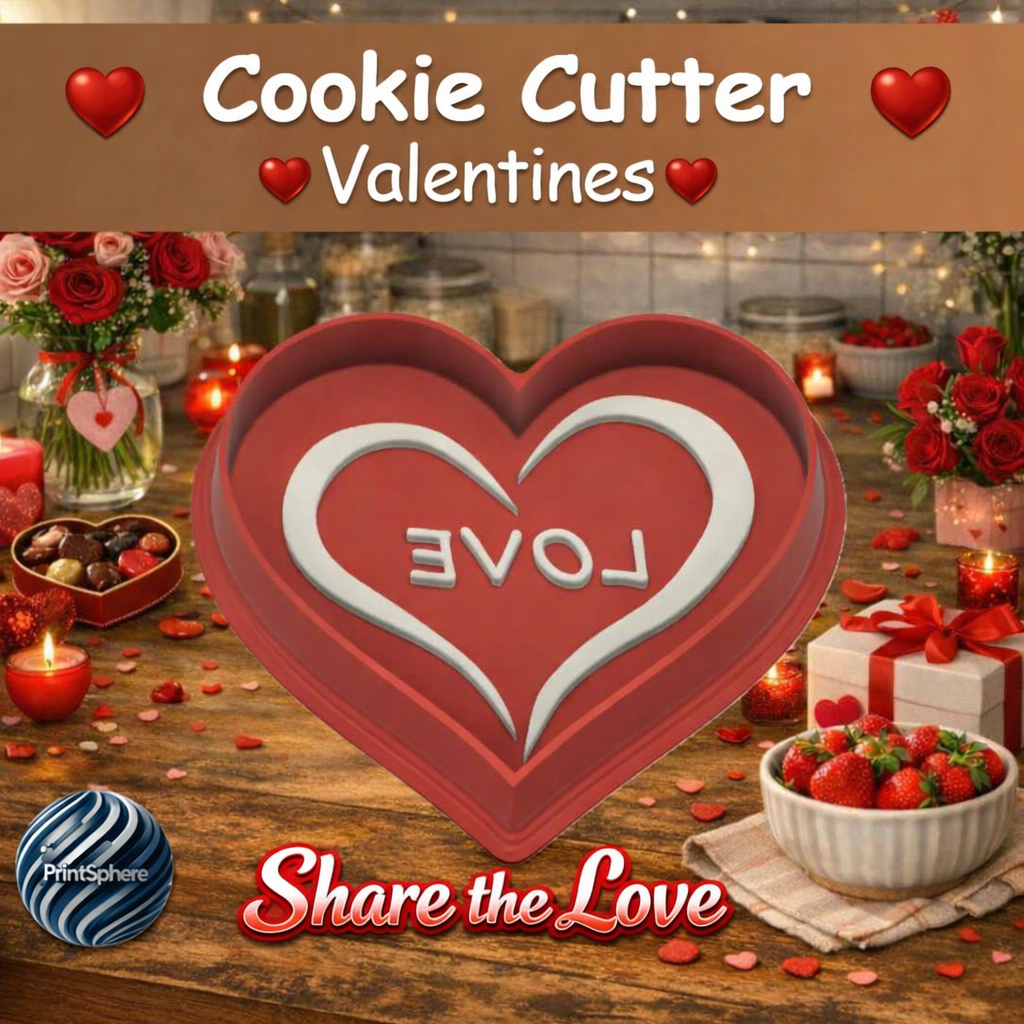 Baking - Cookie Cutter + Stamp Combo - Valentines - Heart & Love