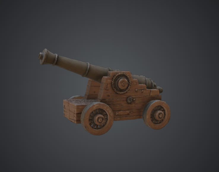 Classic Wooden Cannon with Wheeled Carriage – Historical Naval Artillery