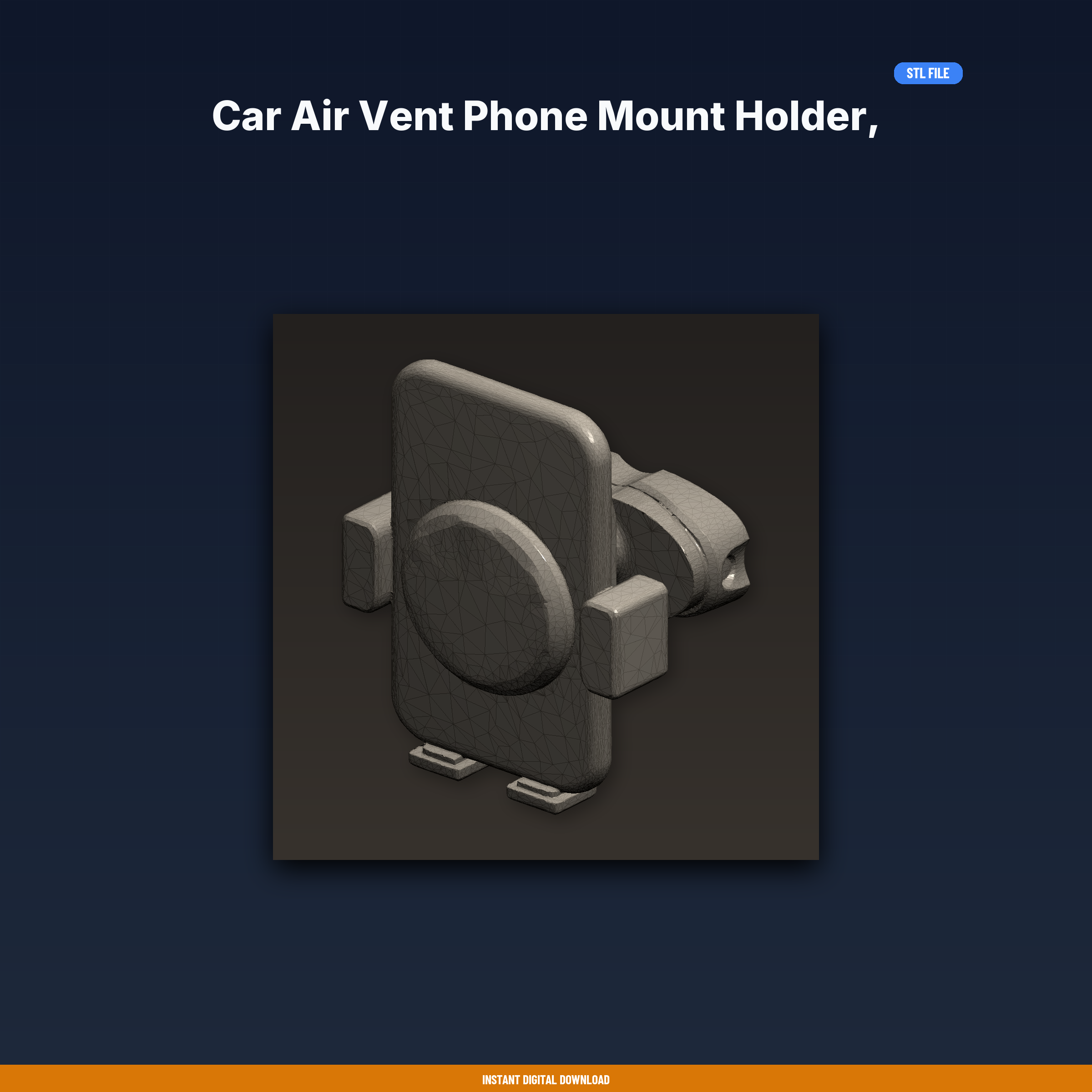 Car Air Vent Phone Mount Holder, Rotating Clip, Fits Most Phones, - 3D Printable STL File
