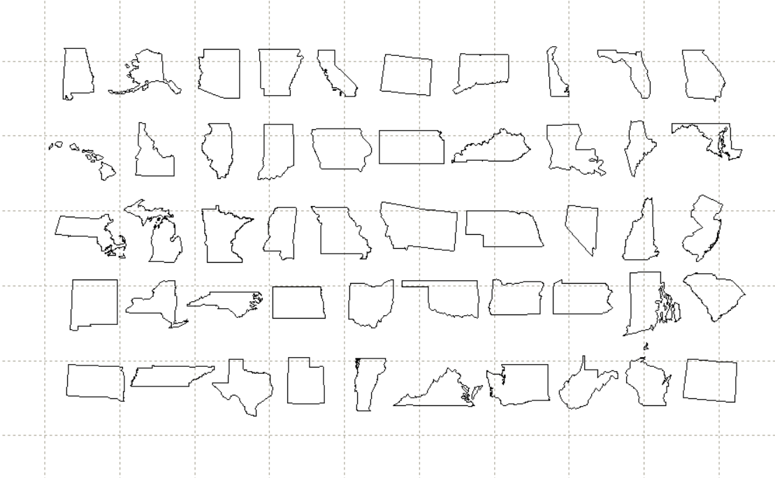 state outlines 3D model