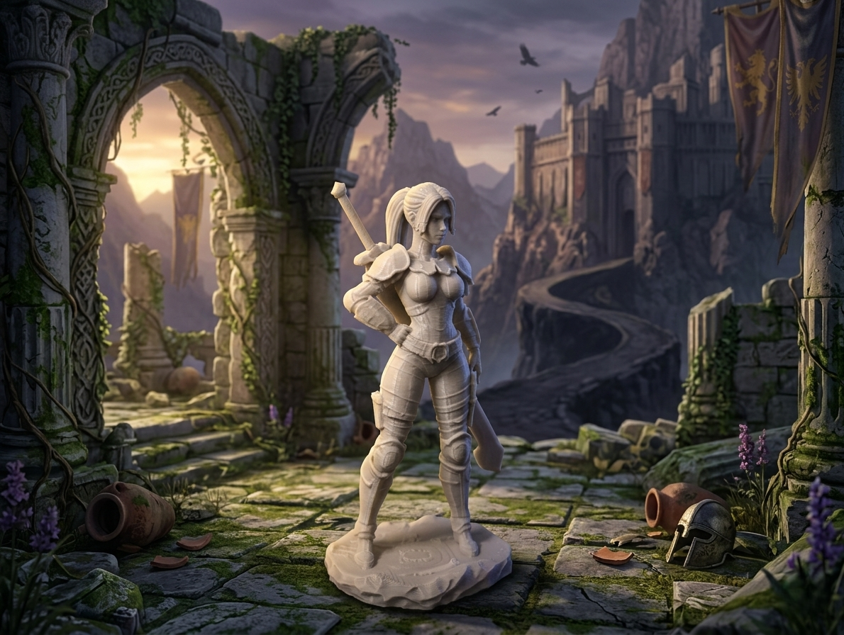 Powerful Female Warrior with Greatsword