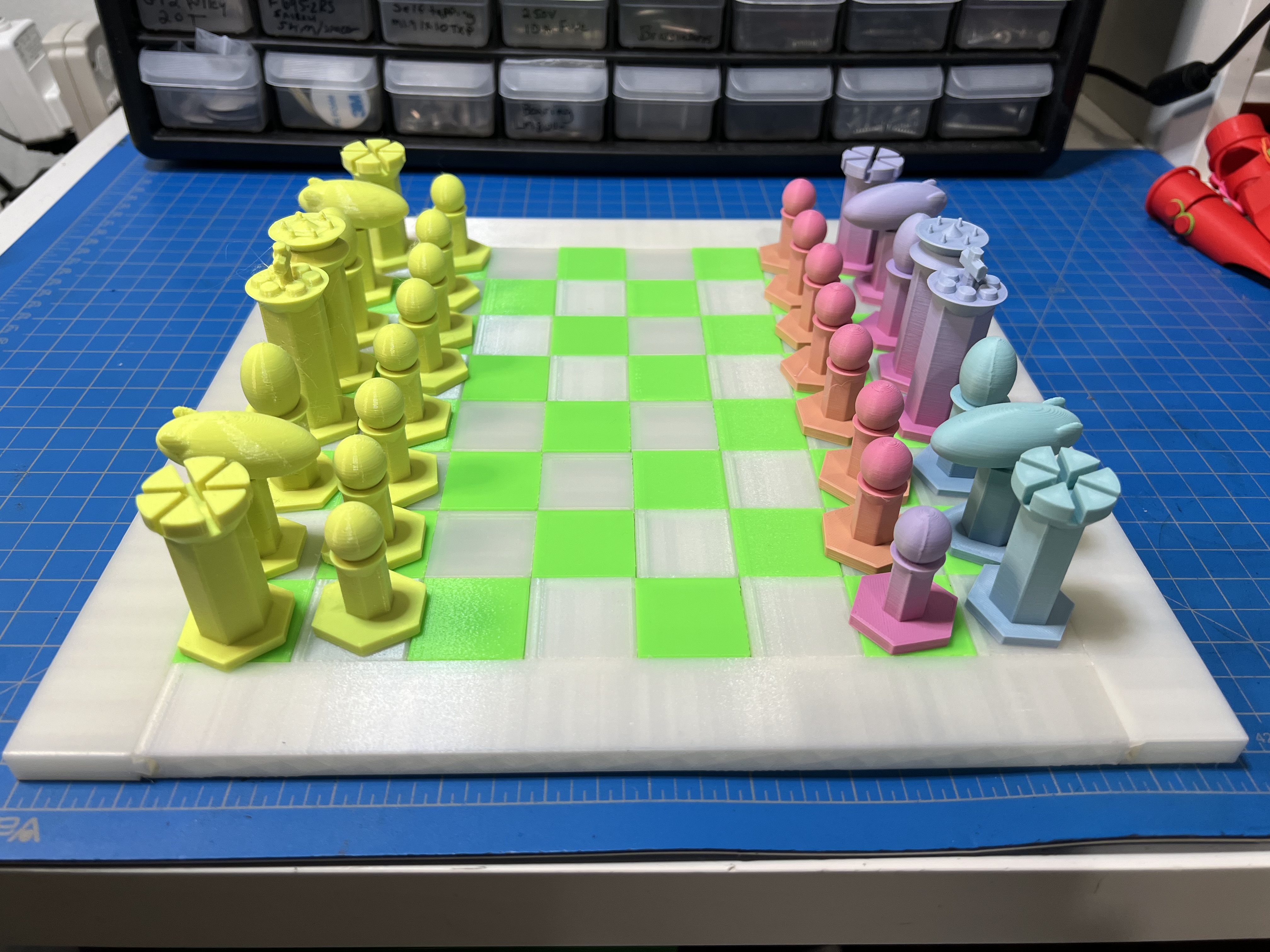 Chess set with board.