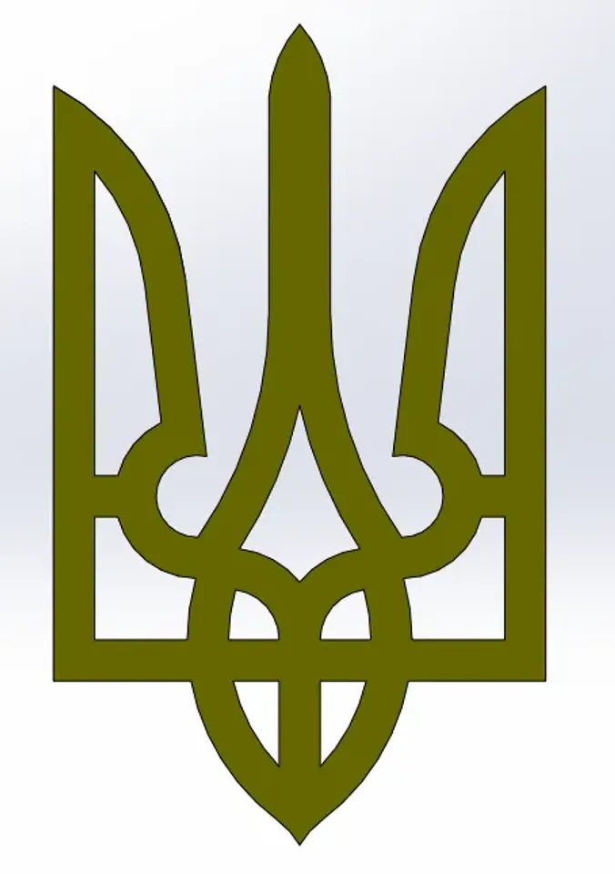 Wooden Tatting Shuttle , Ukrainian Coat of Arms , Trizub , 3D