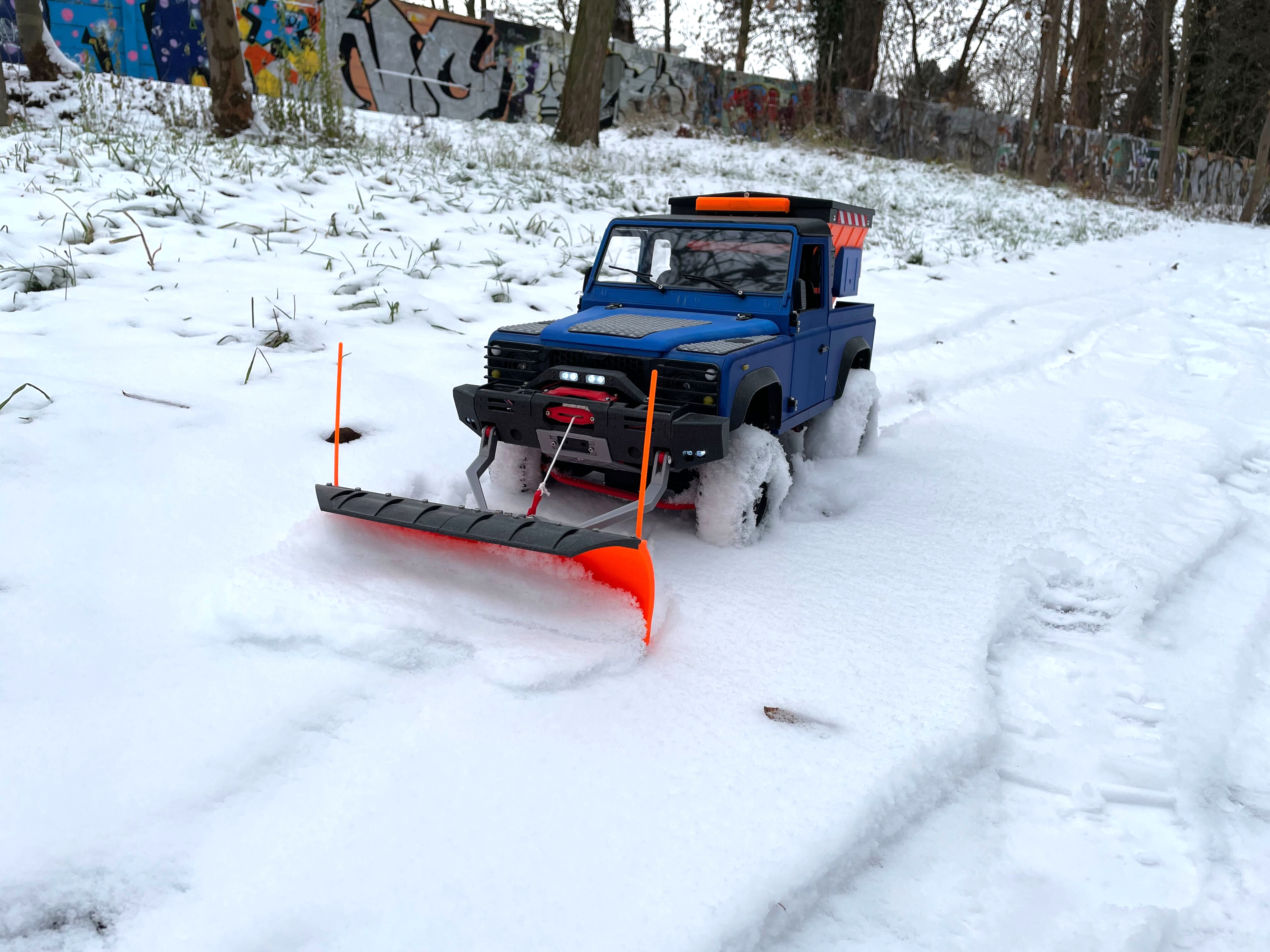 Salt spreader for 3D sets cars, Landy 4x4 pickup