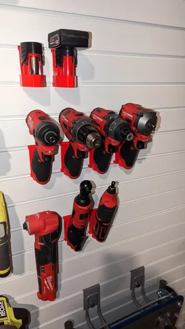 Power Tool & Battery Slatwall Mounts for Milwaukee M12