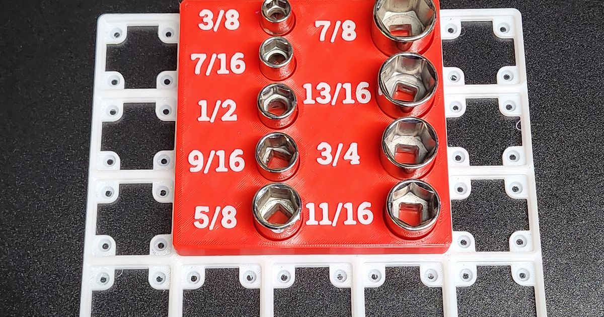 3/8" SAE Socket Organizer Gridfinity and Standalone by M2 3D Download
