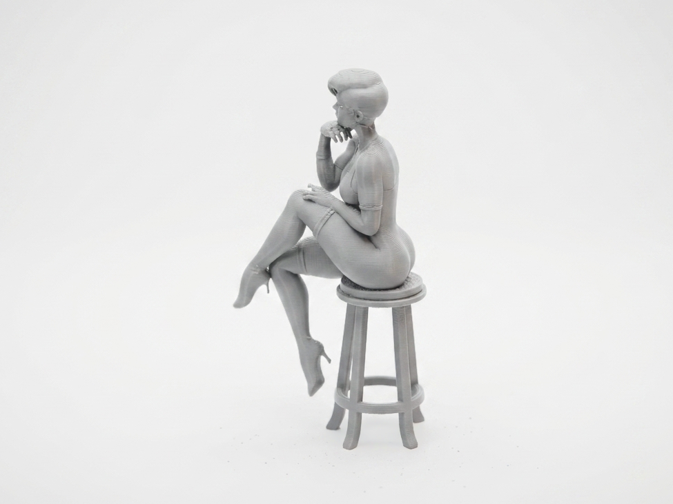 Sat Lady Pondering Figurine Female Figure 3D Printable