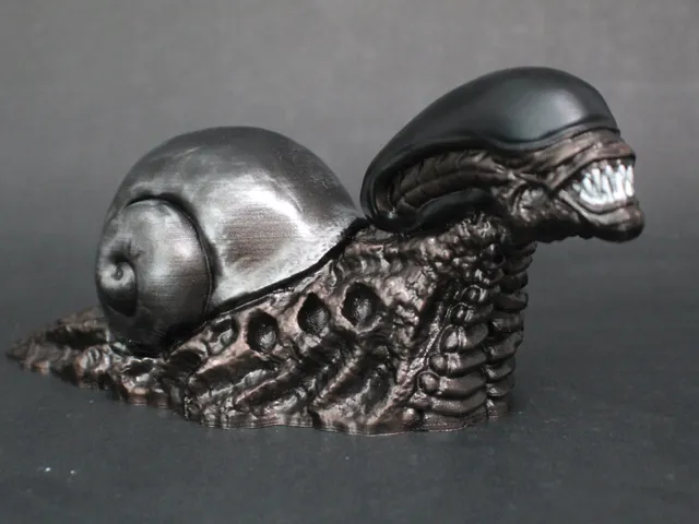 Snailien (snail-alien xenomorph mashup) lawn ornament