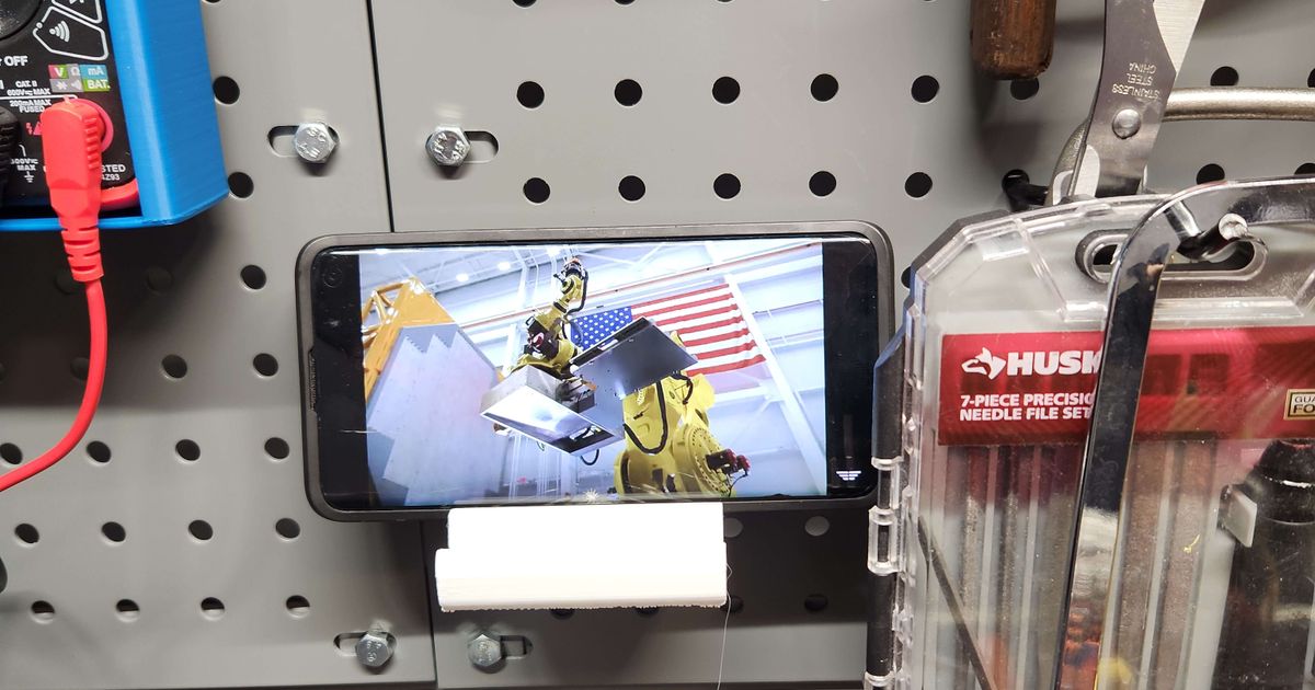 Peg Board Phone Stand by meeple Download free STL model