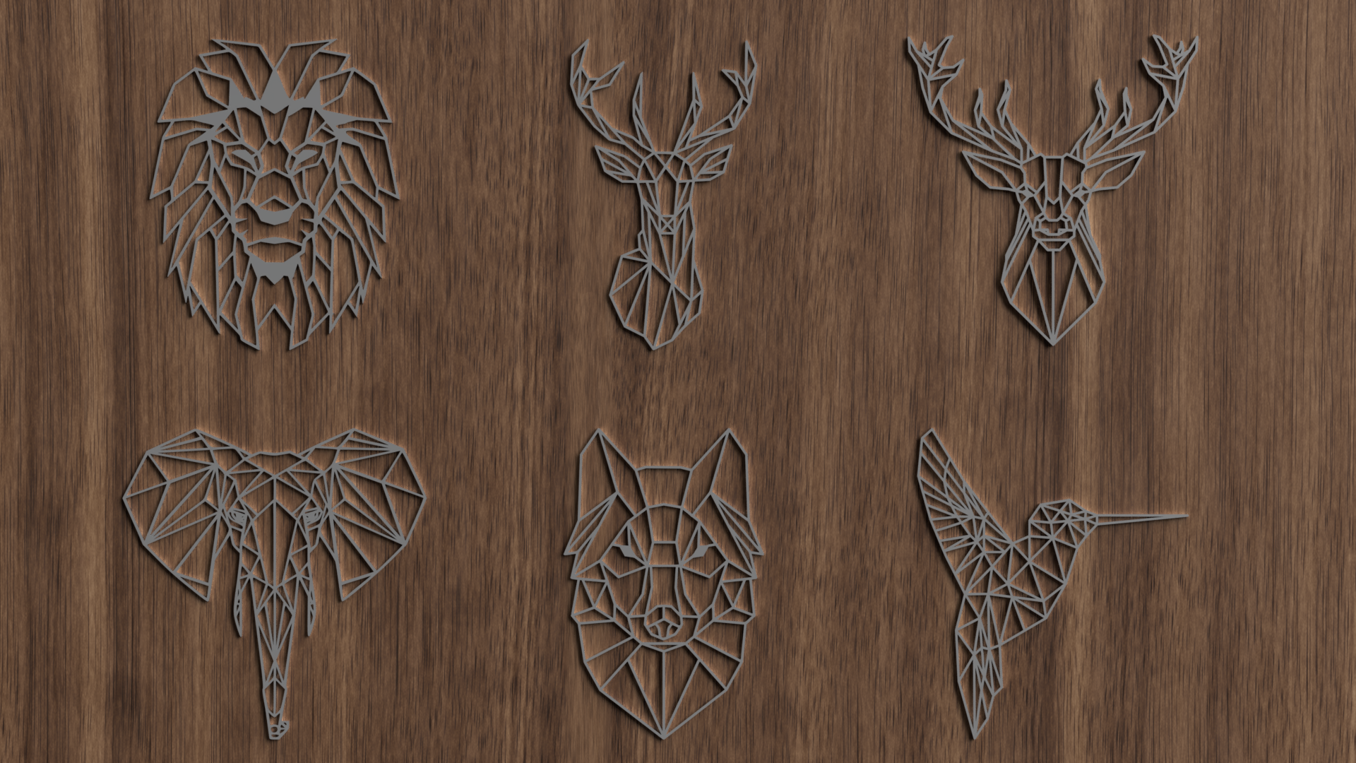 Assortment of geometric animal designs