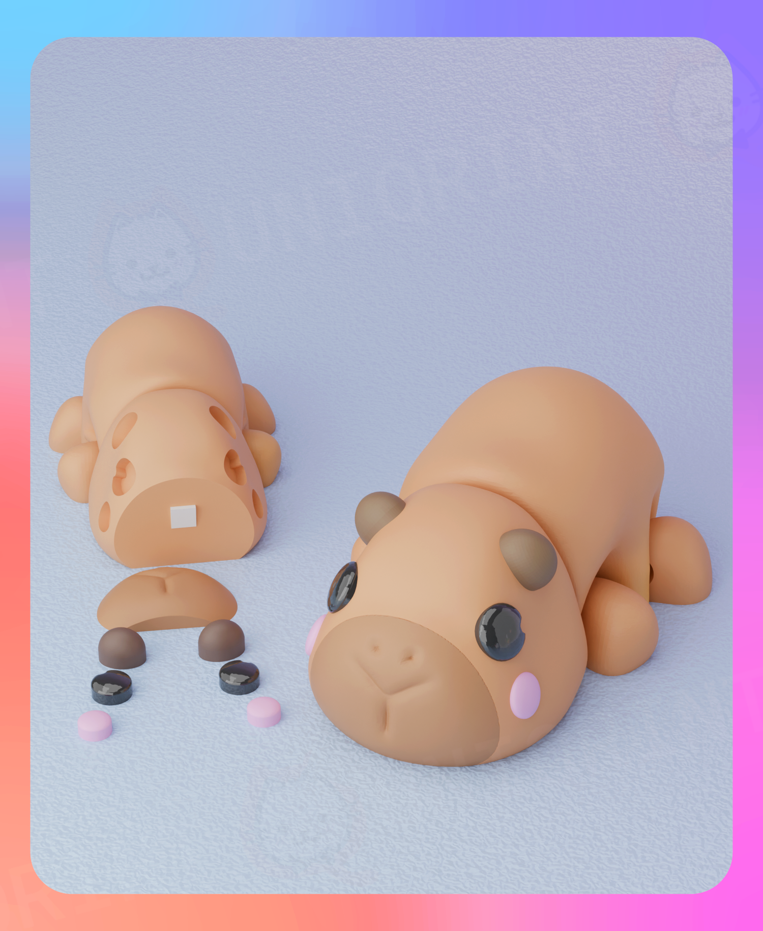 Flexi Capybara Keychain (Separated Parts)