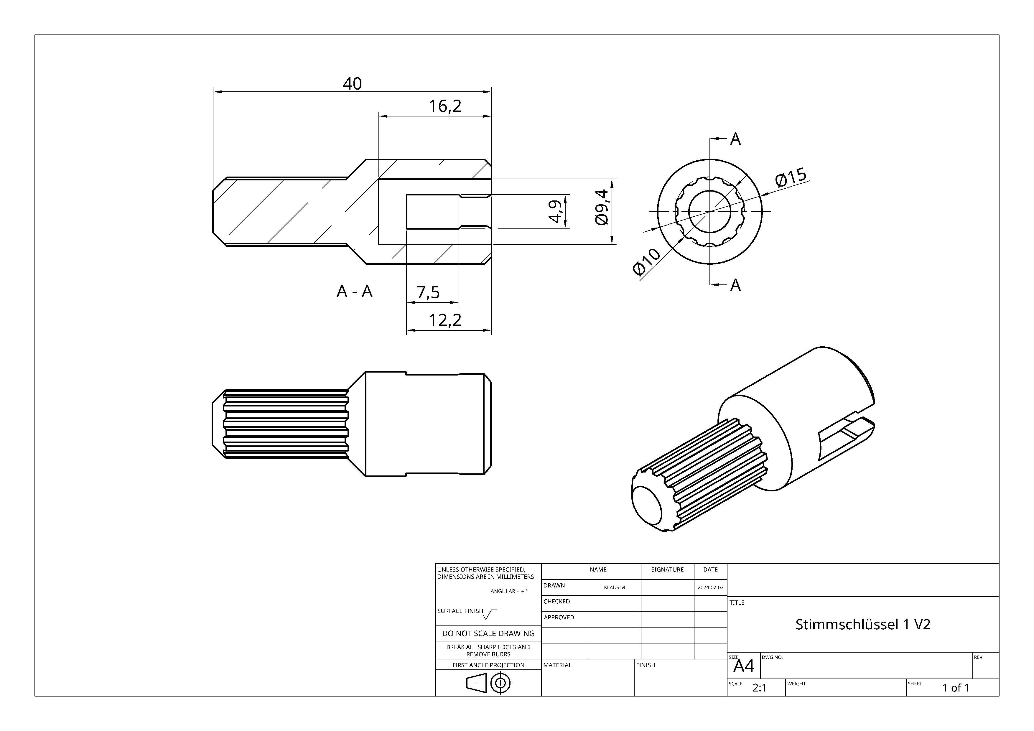 Miniatura 4 do modelo 3D Drum Tuning Key Extension