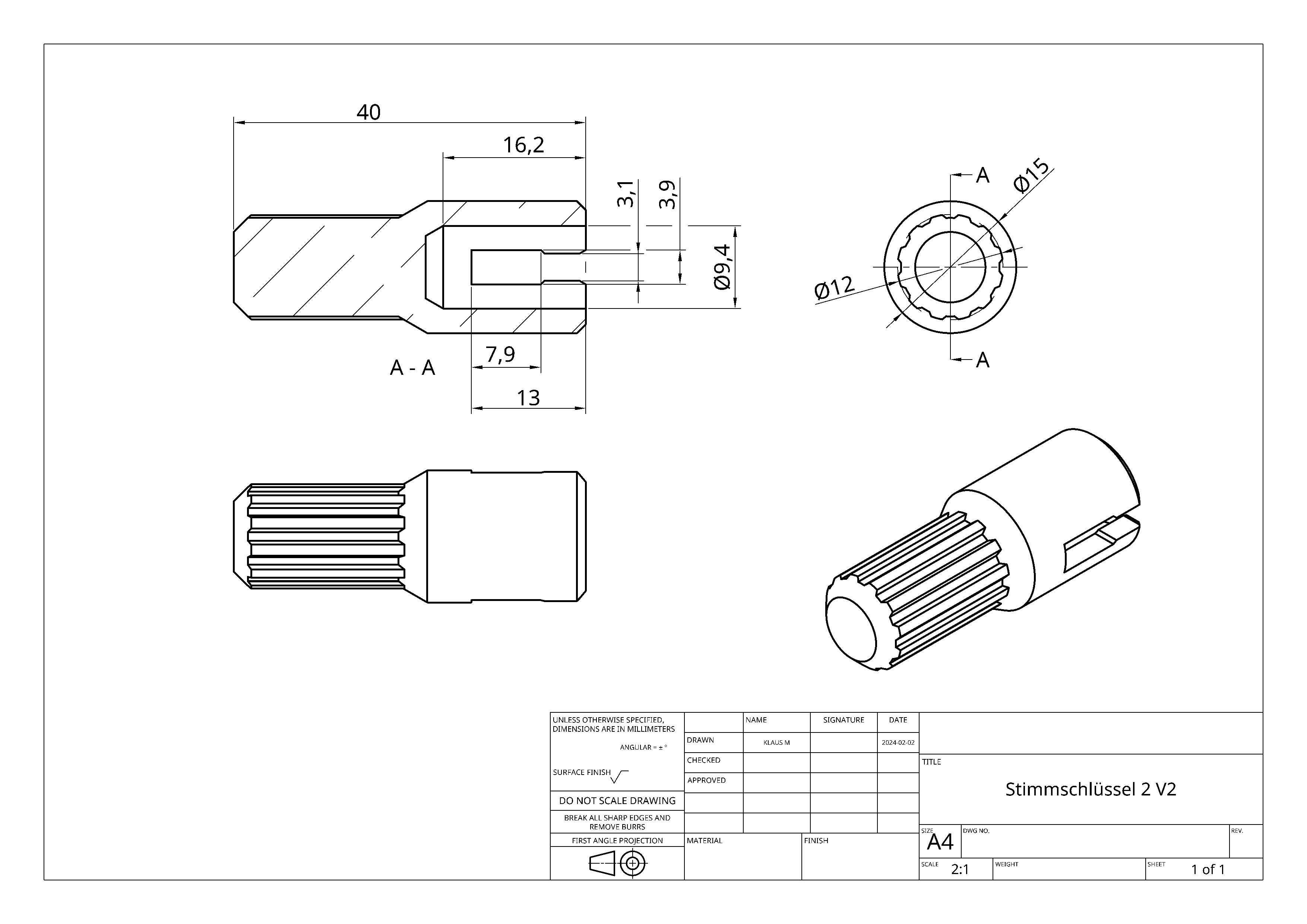 Miniatura 5 do modelo 3D Drum Tuning Key Extension
