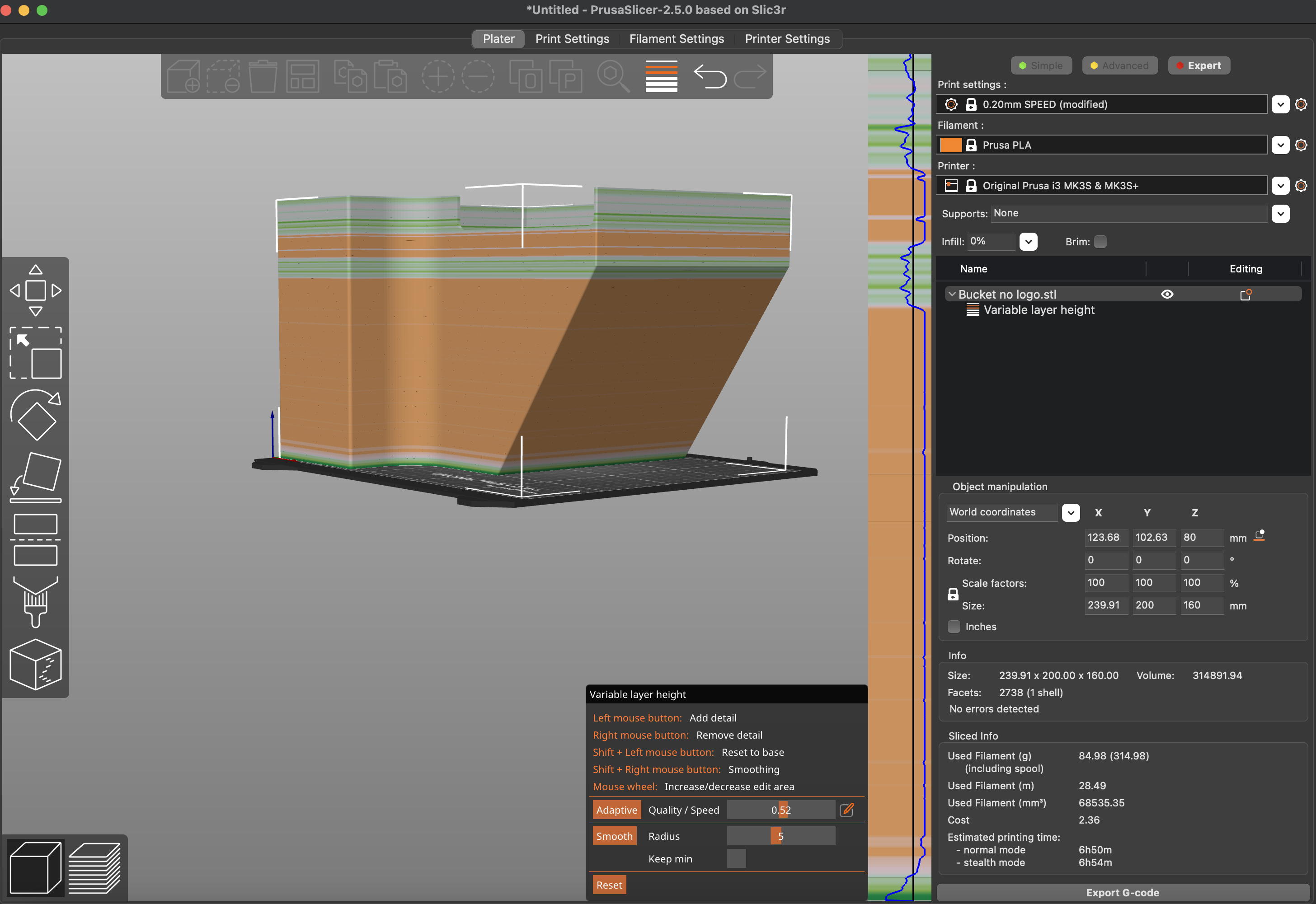 Bambu Lab X1C Poop Bucket No Logo Spiral Vase Remix by jamesmakin