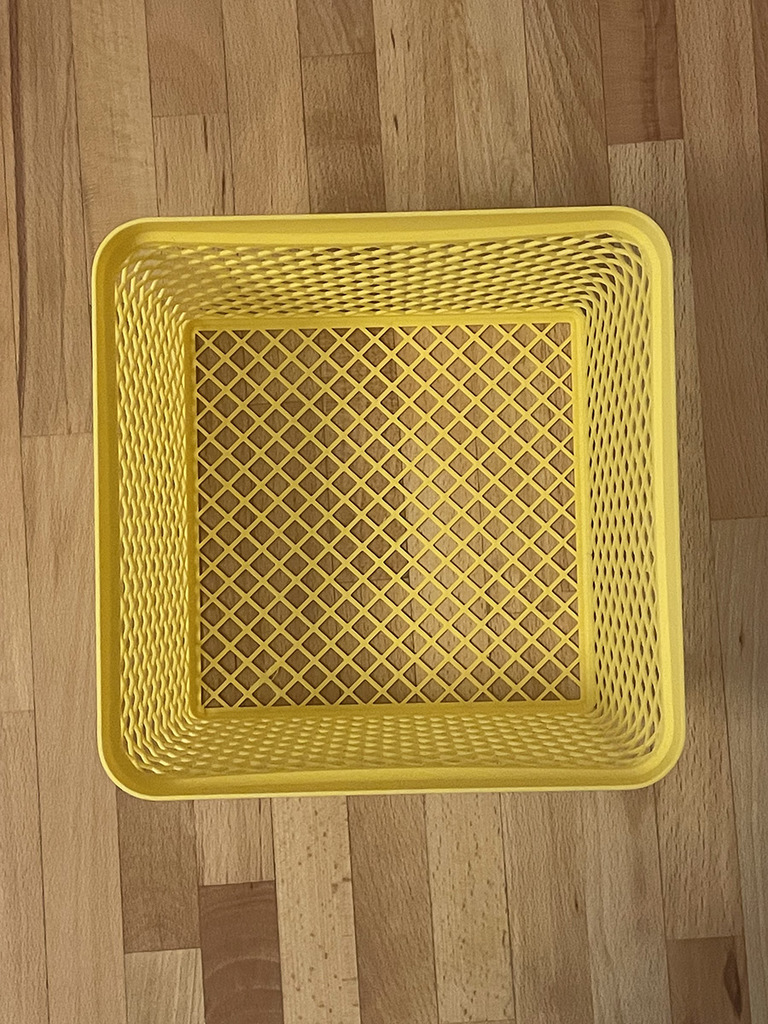 Simple diamond basket for light use in Ikea Tarva by Sunday Objects