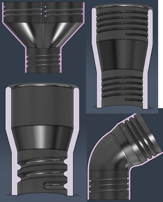 Parametric Vacuum Connectors & Splitter (Fusion 360)