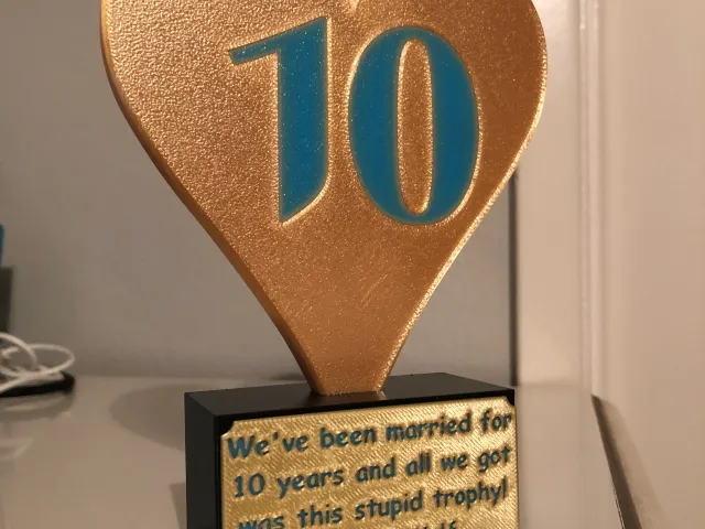 10 Year Heart Trophy
