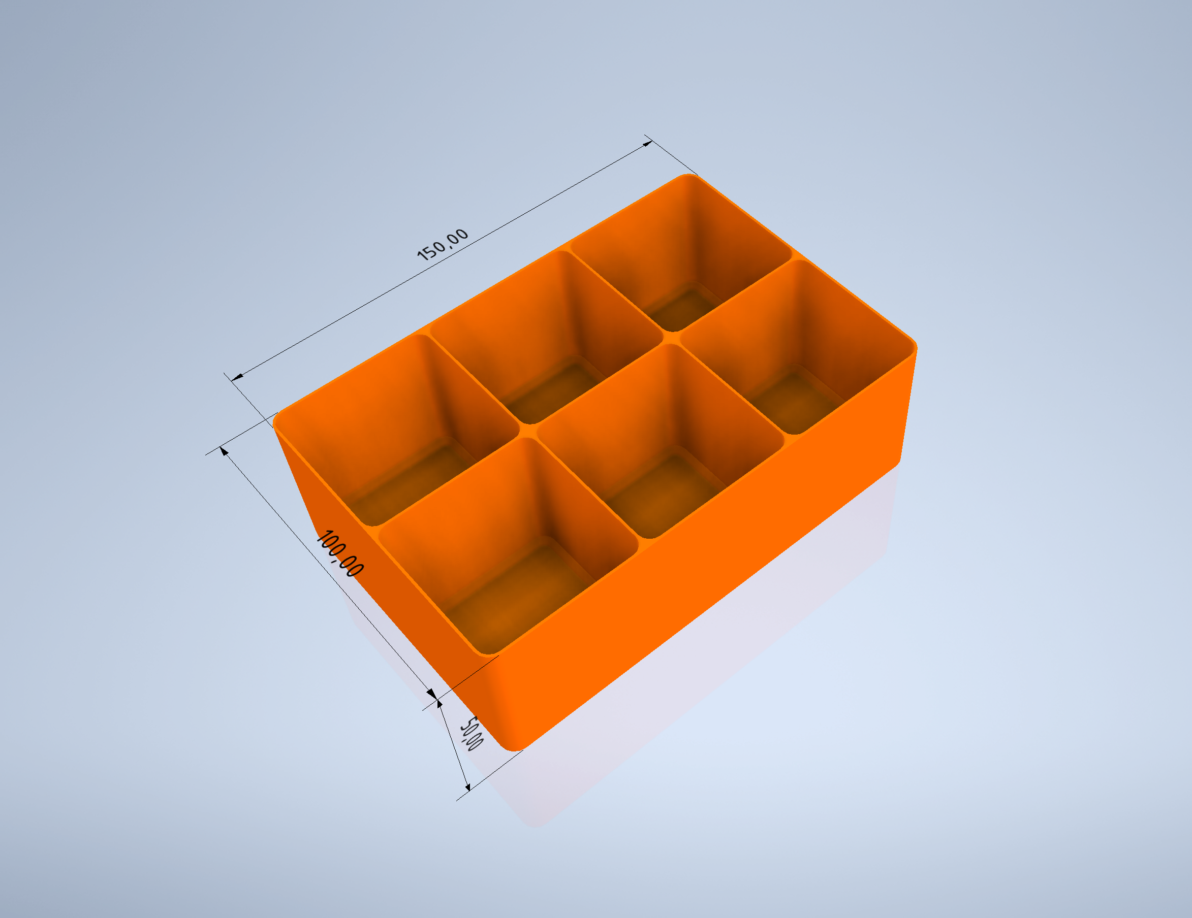 Box with six compartments