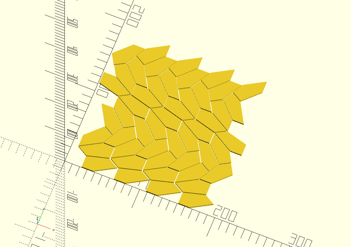 Monohedral convex pentagonal tile, type 15 (OpenSCAD)