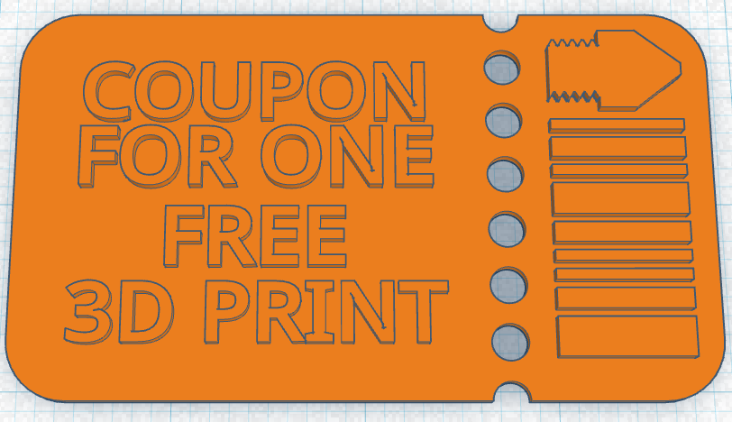 Free 3D Print coupon heightened text and icons 3D model thumbnail