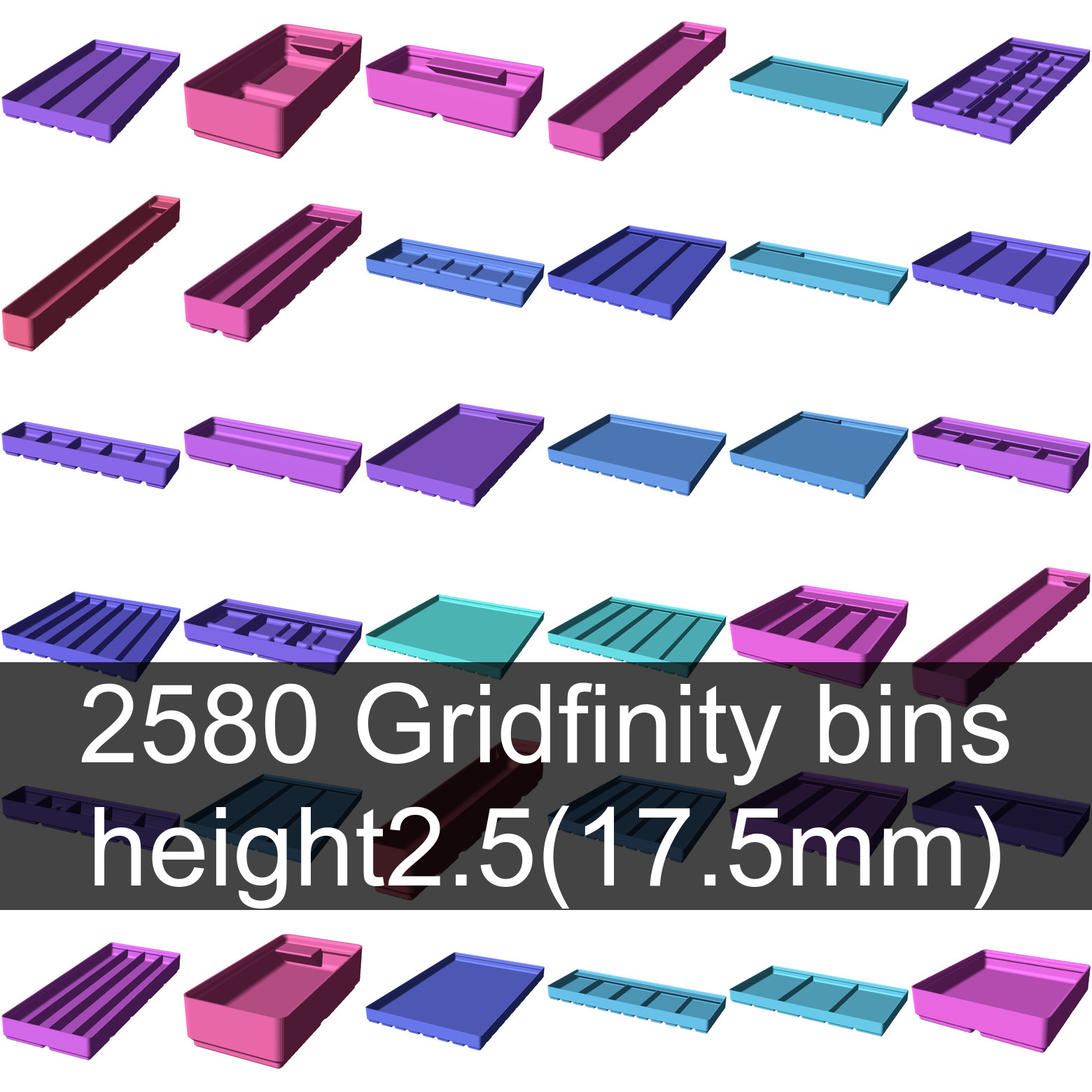 Gridfinity cups height 2.5 (21.5mm) collection