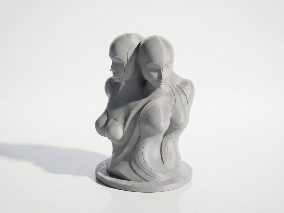 Conjoined Figures Abstract Sculpture 3D Printable