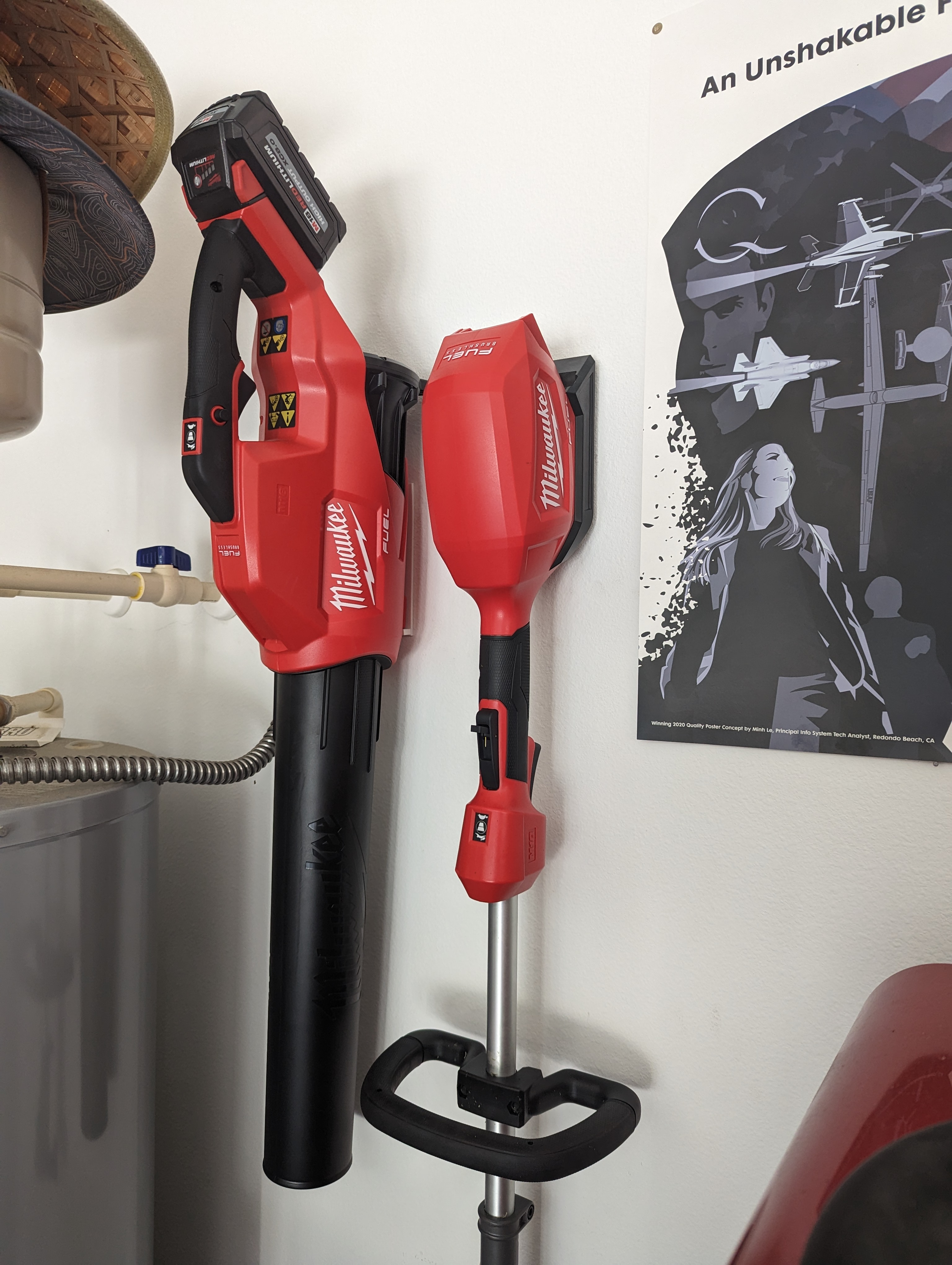 Milwaukee string trimmer + Leaf blower mount 3D model thumbnail